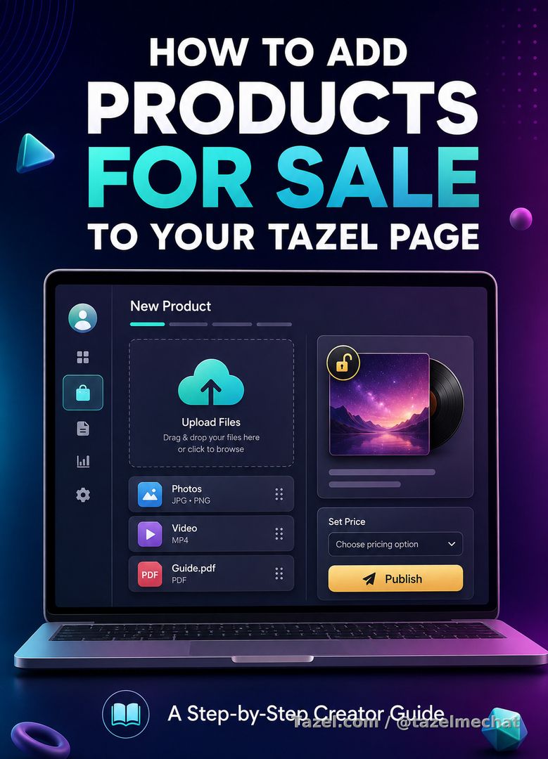 How to Add Products for Sale to Your Tazel.com Page

Selling photos, videos, PDFs, and other digital content on Tazel is simple. Follow these steps to create a post, attach your product files, set a price, and publish it to your page.

Click on this link for this guide:

https://tazelme.com/how-to-add-products-for-sale-to-your-tazel-com-page/