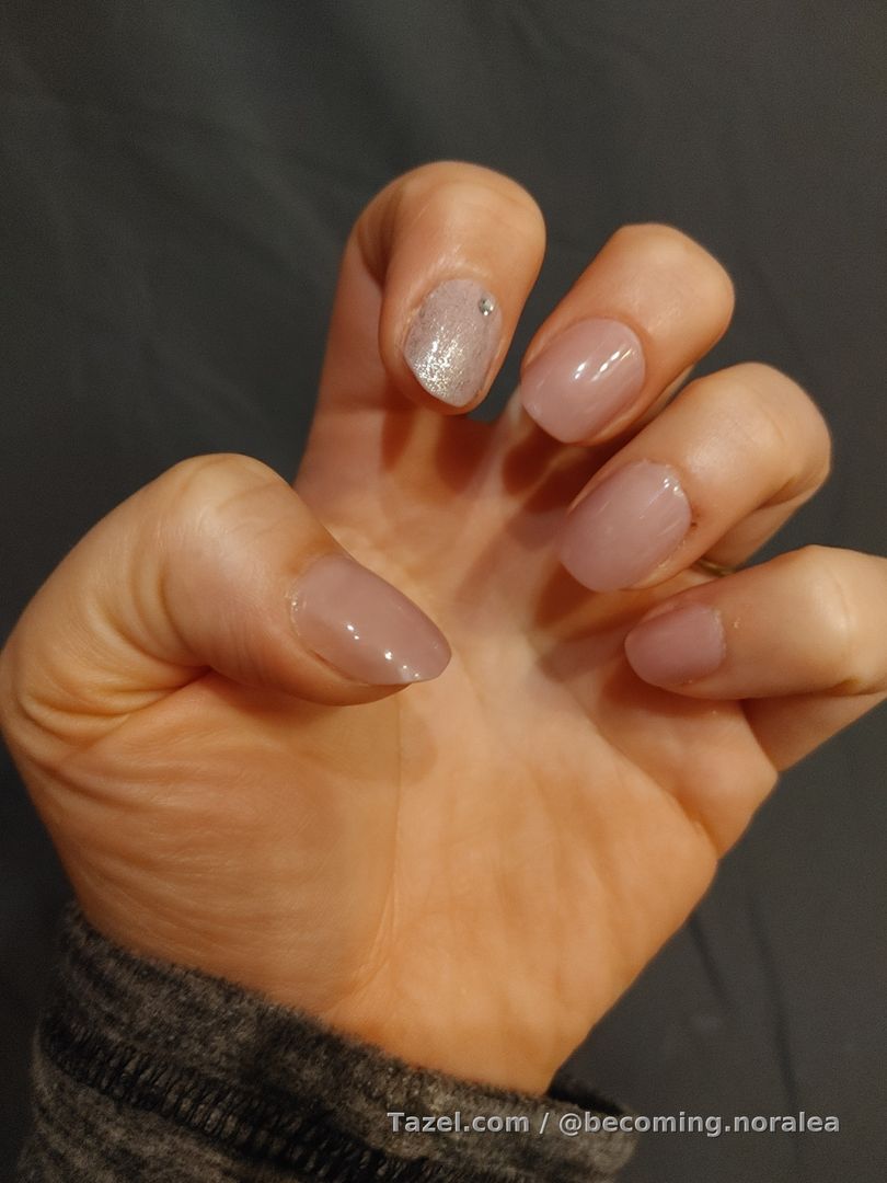 I attempted a series with the last nail set. It lasted 4.5 days total. On day 3 I had one pop off then two more on a long train trip I took.

On to the next set. Pretty in pink!

This set is also from Dollar Tree. I clipped the longer pointed nails down to a squoval type of shape that is a more manageable length for me.