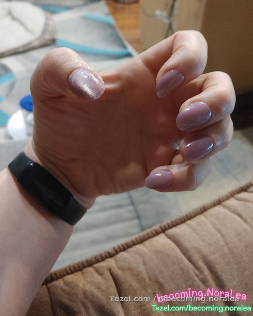Cat eye nails in lavender! So pretty. My nail prep on the day I do my nails:

1. Don't get hands wet for at least 1 hour before doing them.
2. Do them before bed so I'm less likely to get them wet.
3. Push back cuticles. I cut unruly areas and use a file to buff the nail bed/buff out cuticles on nail.
4. Rubbing alcohol on nails.
5. Have 2 boxes of DT nails with wide nails. Choose the right sizes for both hands beforehand.
6. Thin, even layer on nail bed and on press on.
7. Hold for 60 seconds and slowly work possible bubbles out.

I think where I'm going wrong is that I *was not* concentrating on how thin the layer of glue and I *was not* doing 60 seconds, instead only 30.

If those changes don't help, I'll try different nail glue. I'm on day 4 with these nails and I've had 3 pop offs so far.