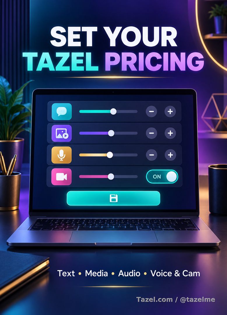 How to Set Your Message, Voice and Cam Pricing on Tazel

Before you begin accepting paid messages or live calls, you need to set your prices. Tazel allows you to establish separate rates for:

Text messages
Media messages containing photos or videos
Audio messages
Live voice and cam calls

You can also offer lower messaging rates to subscribers as an added membership benefit.

Click on this link for this guide:

https://tazelme.com/how-to-set-your-message-voice-and-cam-pricing-on-tazel/