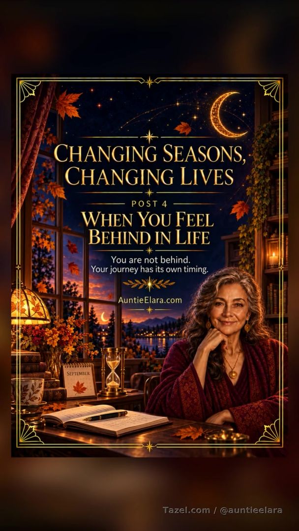 # Changing Seasons, Changing Lives — Post 4

## When You Feel Behind in Life

As September arrives and the year begins moving toward its final months, it is natural to look back at the goals you made in January.

Perhaps you planned to find a better job, improve your finances, repair a relationship, become healthier, move somewhere new, return to school, or finally begin the project you have been thinking about for years.

Now the calendar has changed, and some of those plans may still be waiting.

That realization can leave you feeling disappointed, anxious, or ashamed. You may look at other people’s lives and wonder why they seem to be moving forward while you remain in the same place.

But please remember: **your life is not running late.**

A goal that has not happened yet is not proof that you have failed. Sometimes life asks us to survive, heal, learn, or care for others before we have the energy to pursue our plans.

Progress does not always look like an accomplishment that can be checked off a list.

Sometimes progress is learning to say no. Sometimes it is leaving a situation that was hurting you. Sometimes it is getting through a difficult season without giving up. Those victories matter, even if no one else can see them.

### Release the deadline

The end of the year is a date on a calendar—not a final judgment on your life.

You do not have to complete every goal before December 31. Some dreams require more time, preparation, healing, or courage than you originally expected.

Changing the timeline does not mean abandoning the dream.

### Notice how far you have come

Before focusing on what has not happened, think about everything you have handled this year.

What did you learn? What difficult moments did you survive? What boundaries did you establish? In what ways have you become wiser, stronger, or more honest with yourself?

You may have made more progress than you realize.

### Choose one meaningful next step

You do not need to transform your entire life before the year ends. Choose one goal that still matters and ask yourself:

> “What is one small step I can take this week?”

Send the email. Make the appointment. Write the first paragraph. Research the opportunity. Have the conversation. Save the first few dollars.

A small step taken with intention is more valuable than a perfect plan that never begins.

### Stop measuring your life against someone else’s

You are seeing the public version of other people’s lives—not their private struggles, delays, fears, or disappointments.

Their timeline was never meant to be yours.

Your path may take longer. It may include unexpected turns. It may lead somewhere different from where you originally planned—and that different destination may be exactly where you need to be.

September is not a warning that time is running out. It is an invitation to pause, reassess, and begin again with greater wisdom.

You still have time to make a change. You still have time to follow a dream. You still have time to become the person you are growing into.

You are not behind.

You are living your life at the pace your journey requires.

— **Auntie Elara**

*When life gets complicated, you do not have to face it alone.*

